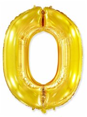 Воздушный шар фольгированный Riota Цифра 0, золотая, 101 см