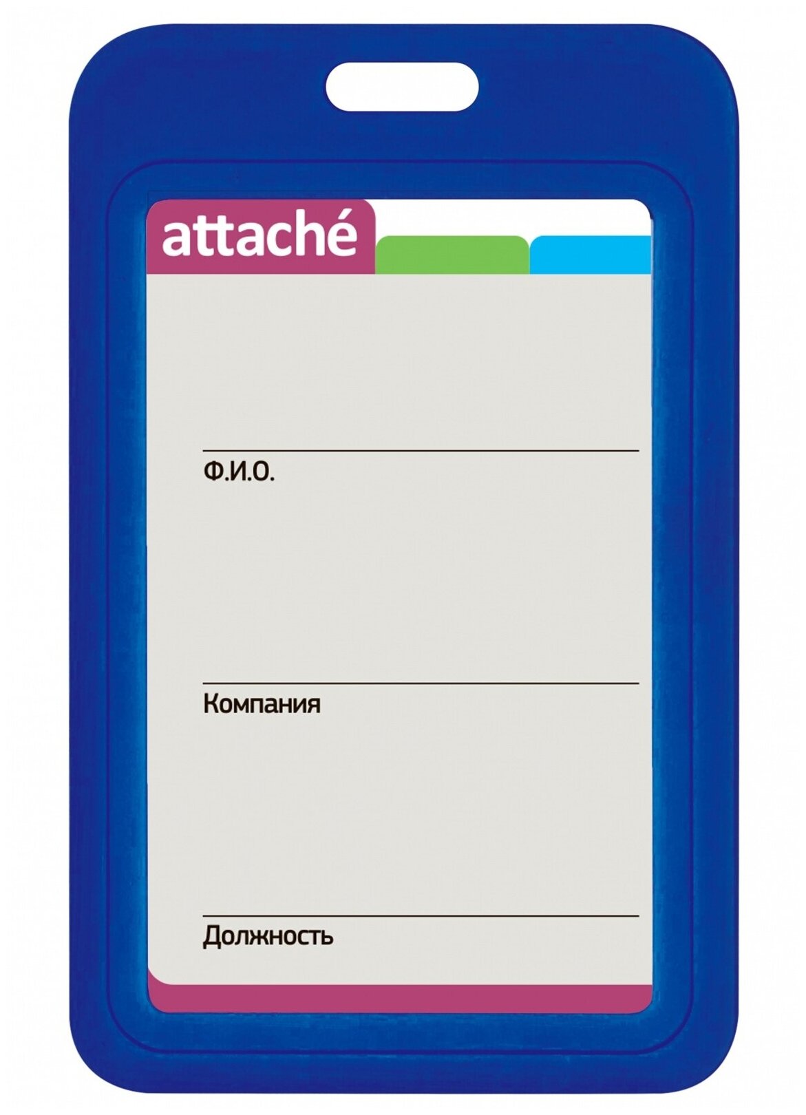 Бейдж вертикальный Attache 54х85 мм, двусторонний, синий