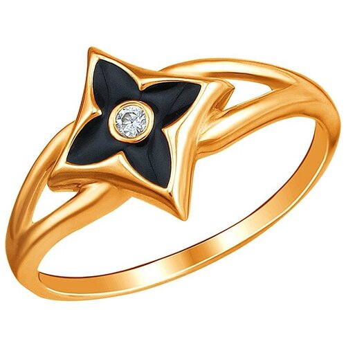 фото Эстет кольцо с 1 фианитом из красного золота 01к1112959э, размер 16.5