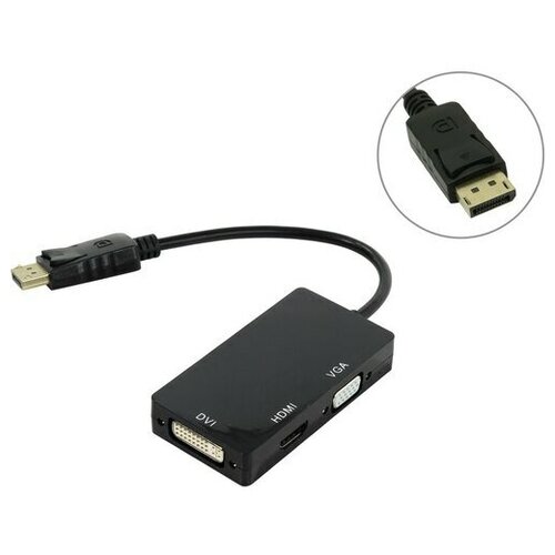 Переходник DisplayPort -> HDMI/DVI/VGA Orient C309 видео адаптер orient c309 displayport на dvi hdmi vga кабель 0 2 метра чёрный