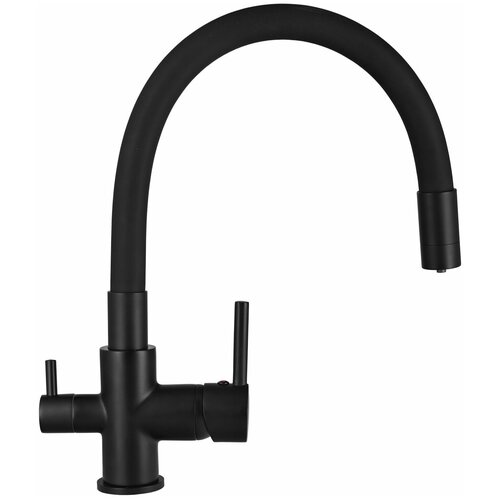 Смеситель кухонный WISENT W4255B-2 с подводкой питьевой воды (Черный)