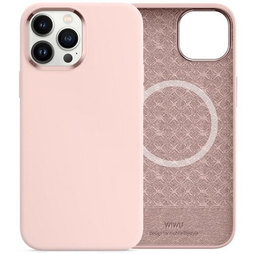 Чехол WiWU Magnetic Silicone Phone Case для iPhone 13 Pro 6.1inch Chalk Pink чехол apple iphone 13 pro silicone case magsafe pink pomelo