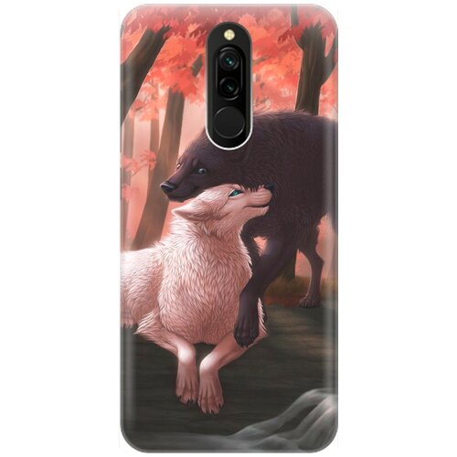 фото Re:pa накладка transparent для xiaomi redmi 8 с принтом "влюбленные волки"