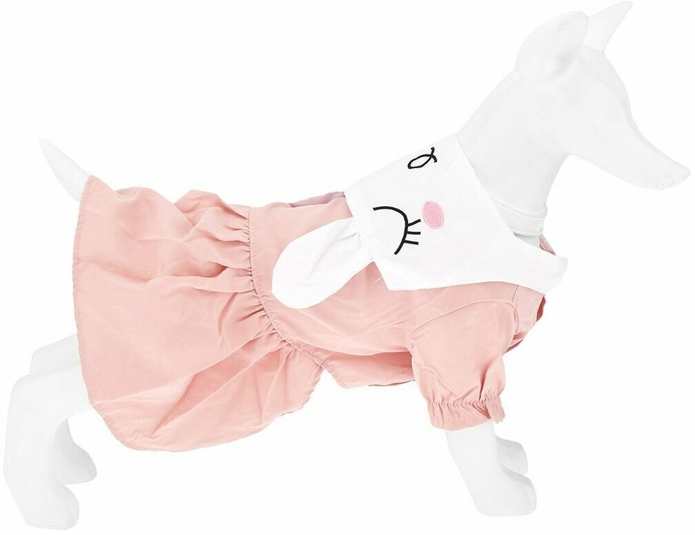"Пэт тойс (Pet toys)" Одежда для собаки "Платье" "Зайка" с принтом, с вышивкой, на кнопках р-р XS, цвет-розовый, 100% полиэстер - фотография № 2