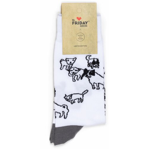 Носки St. Friday Носки с рисунками St.Friday Socks x Антон тут рядом, размер 42-46, белый st friday socks тигр антон 38 41