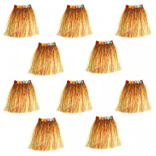 фото Гавайская юбка разноцветная с цветочками, 40 см (набор 10 шт.) happy pirate