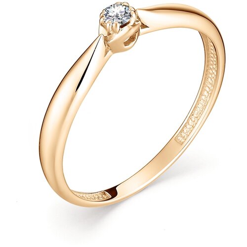 фото Алькор кольцо с 1 бриллиантом из красного золота 12893-100, размер 16