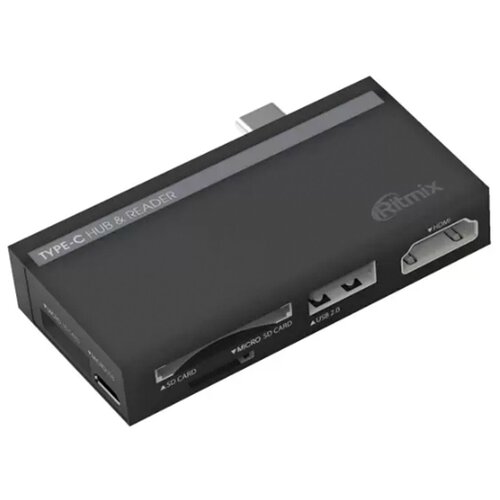 USB-концентратор Ritmix CR-4630, 3 гнезда, цвет: черный