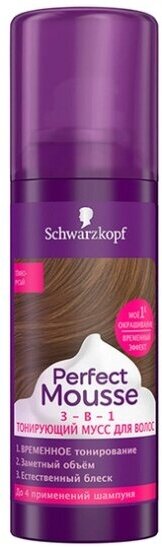 Тонирующий мусс Schwarzkopf Perfect Mousse 3в1, темно-русый, 120 мл