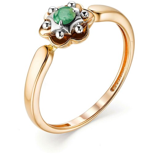 фото Алькор кольцо с 1 изумрудом из красного золота 13168-101, размер 17