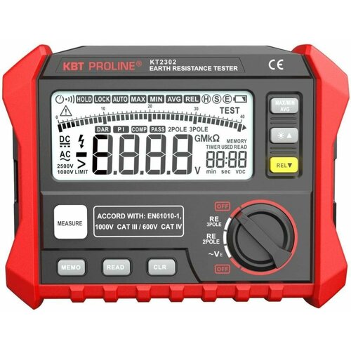 измеритель сопротивления заземления цифровой cem dt 5300b КВТ Измеритель сопротивления заземления цифровой KT 2302 PROLINE 87240