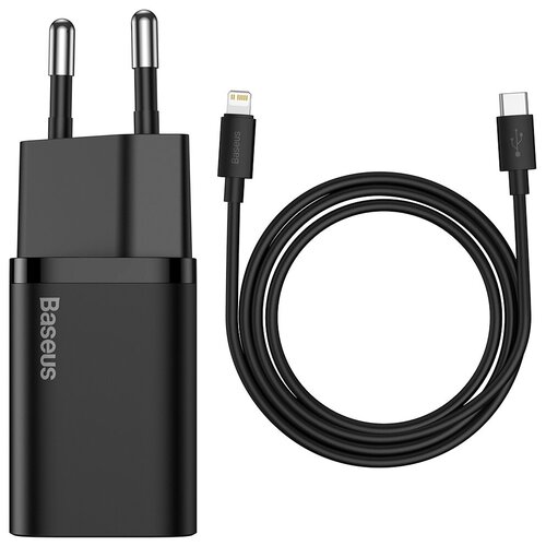 Сетевое зарядное устройство Baseus Super Si Quick Charger 1C 20W with cable Type-C to Lightning 1m Black (TZCCSUP-B01) сетевое зарядное устройство 2xtype c pd hoco n35 кабель type c to lightning 45w черное