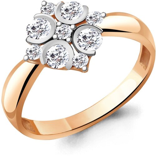 фото Золотое кольцо aquamarine 68710а с фианитом diamant-online