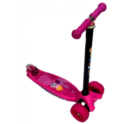 фото Самокат scooter, детский складной самокат, самокат розового цвета, светящиеся колеса, светящиеся панель (дека) с музыкой