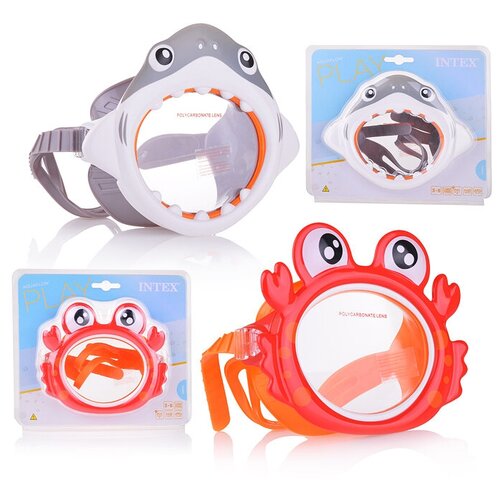 маска для плавания детская комплект 2шт от 3 8 лет intex 55983 Маска для плавания «Морские животные», от 3-8 лет, цвета микс, 55915 INTEX