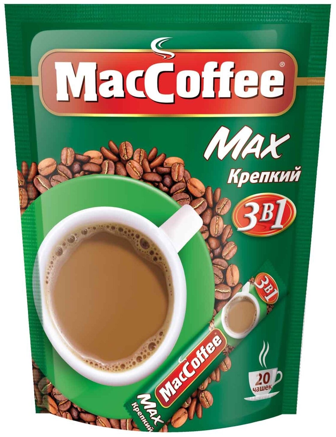 Напиток кофейный растворимый 3в1 MacCoffee Max Крепкий 20x16г бл - фотография № 1