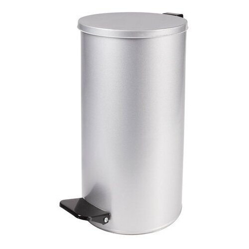 фото Ведро-контейнер для мусора с педалью усиленное, 40 л, кольцо под мешок, серое, оцинкованная сталь, 1 шт. титан