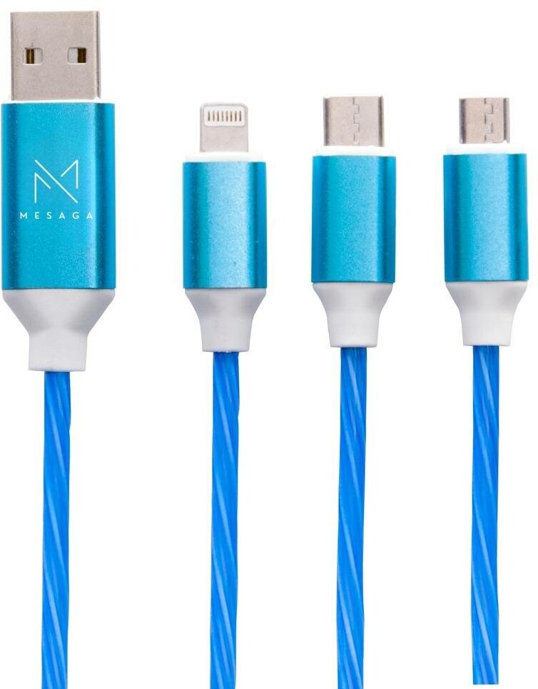 USB/Kабель для зарядки телефона/USB кабель светящийся 3 в 1 / Type C / MicroUSB/Iphone/ кабель для зарядки телефона/USB 3 in 1