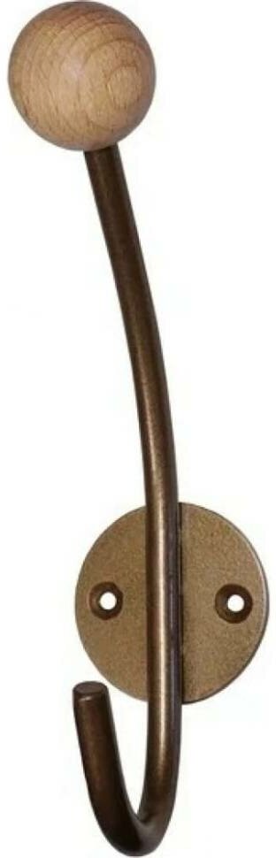 Крючок вешалка 1-НО рожк НВД-1 бронз метал С ДЕР ШАР - фотография № 2