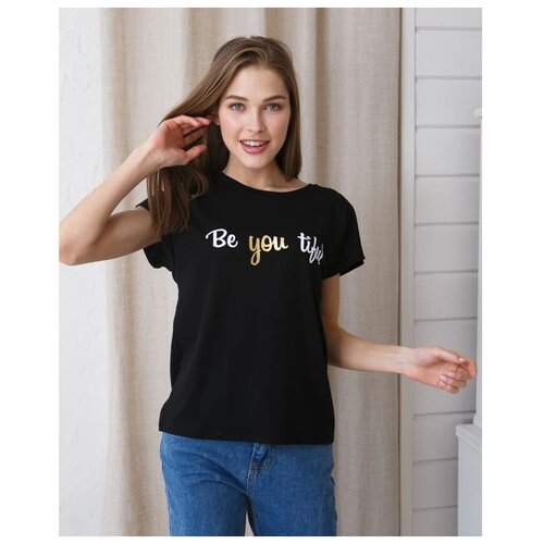 фото Футболка minaku be you, размер 42-44, черный