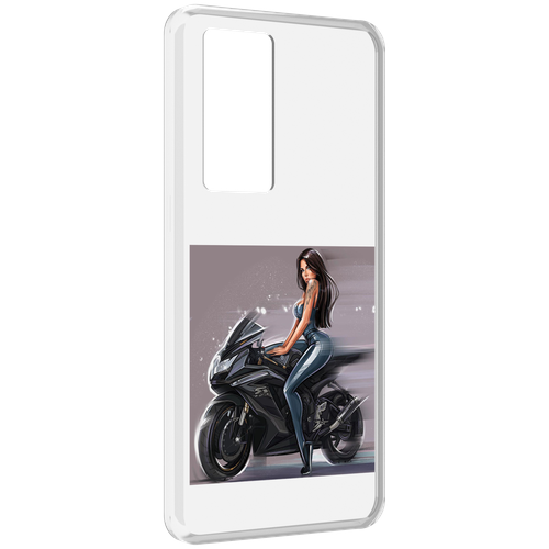 Чехол MyPads девушка-на-мотоцикле для Realme GT Master Explorer Edition задняя-панель-накладка-бампер
