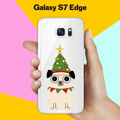 Силиконовый чехол на Samsung Galaxy S7 Edge Елка-мопс / для Самсунг Галакси С7 Едж жидкий чехол с блестками олени с подарками на samsung galaxy s7 edge самсунг галакси с 7 эдж