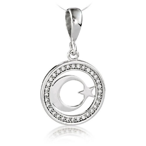 Подвеска JEDA, серебро, 925 проба, родирование, фианит, золотистый