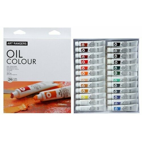 Набор для творчества/Принадлежности для рисования/Краски масляные 24 цвета металл туба 12 мл в картонной коробке