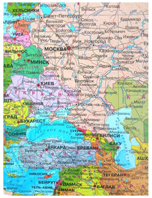 Настенная карта Мир политическая 1:25млн,1,43х1,02м.