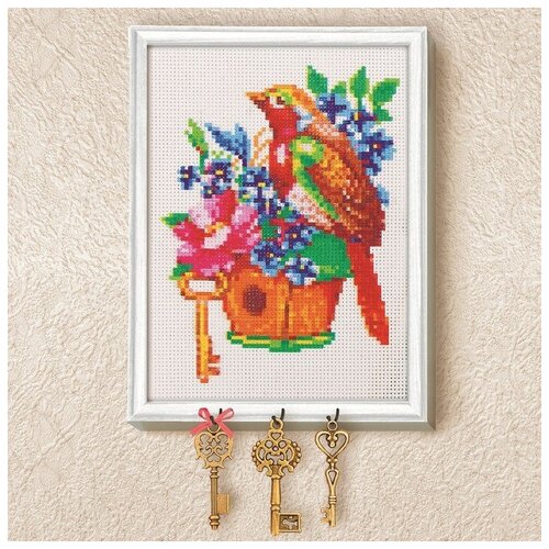 фото Набор для создания вышивки ключницы "птичка", 21*15 см 3113783 школа талантов