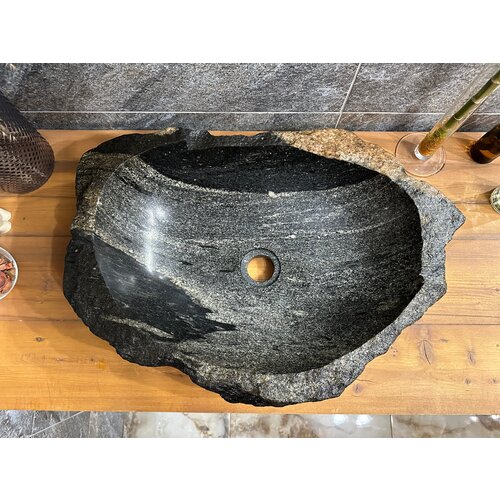 Раковина из натурального цельного камня, Eclipse Grey (58x40)