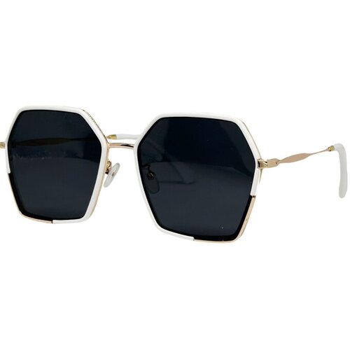 Солнцезащитные очки , квадратные, оправа: металл, поляризационные, для женщин, белый