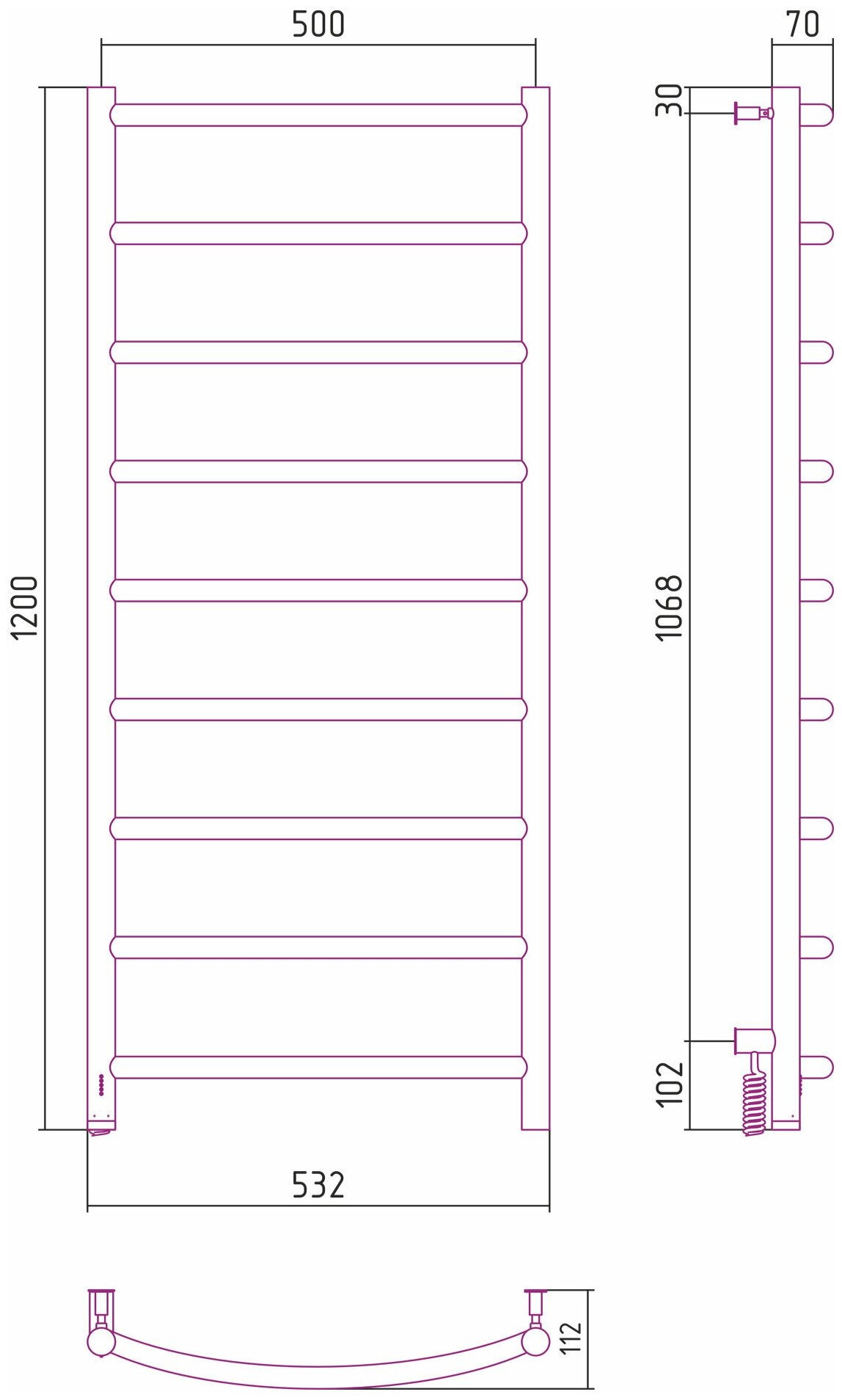 Электрический полотенцесушитель Сунержа Галант 4.0 1200х500 МЭМ Лев. арт. 00-0830-1250 - фотография № 5