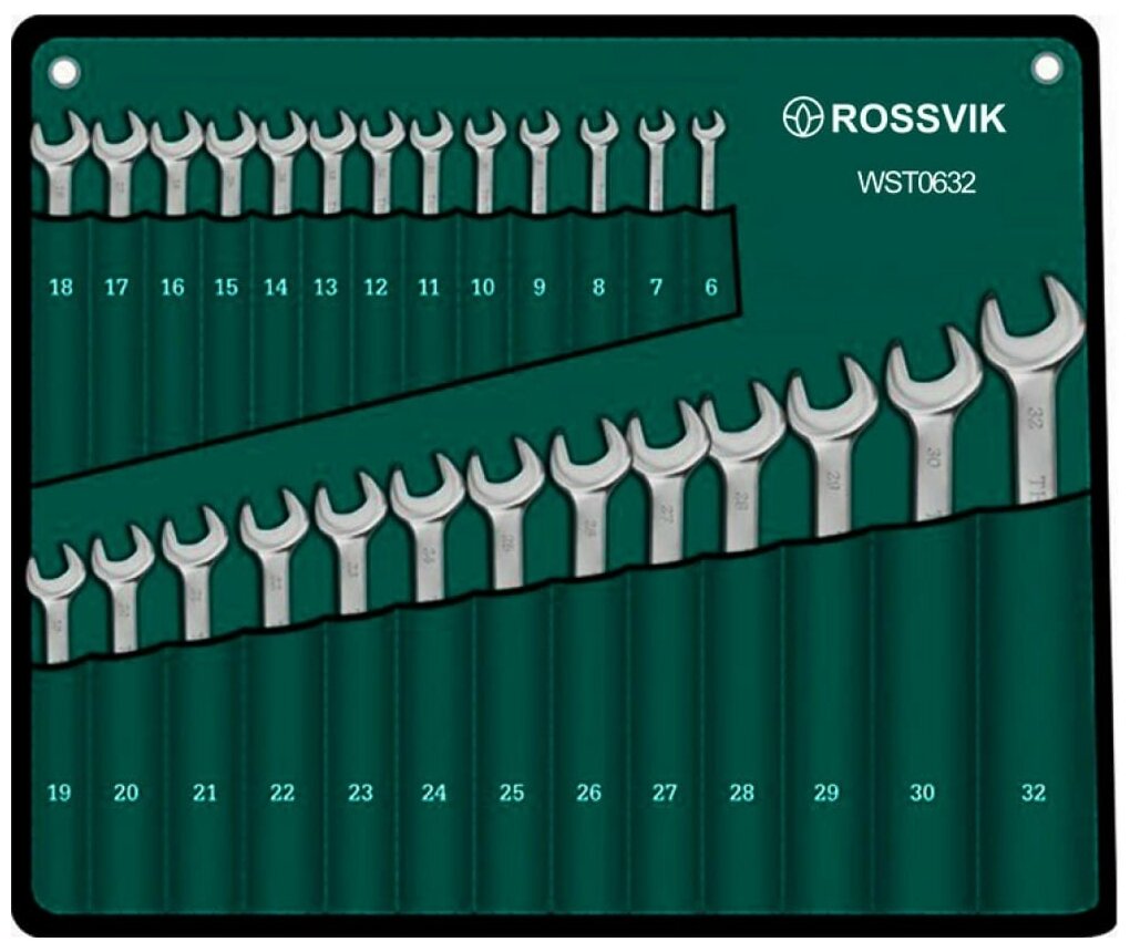 Набор ключей комбинированных ROSSVIK 6-32мм, 26шт