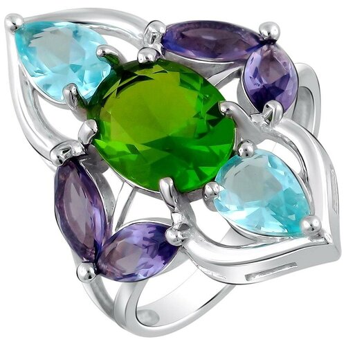 фото Эстет кольцо с кварцами из серебра с19к25037-8-25, размер 18.5