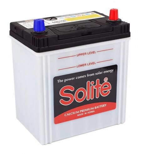 Автомобильный аккумулятор Solite 44B19L 44Ач R+ CCA350A 187x127x219 B00 (тонкая клемма)