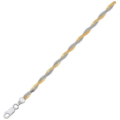 фото Эстет браслет плетения "косичка" из серебра с позолотой р3б7505573п, 18 см, 2.75 г