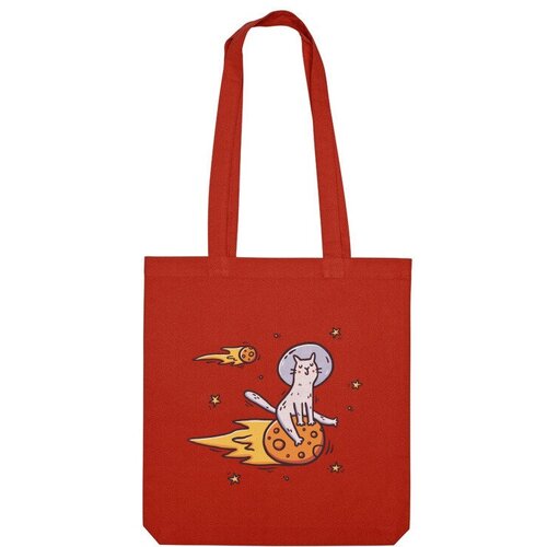 Сумка шоппер Us Basic, красный сумка милый кот сатурн космос звезды юмор белый