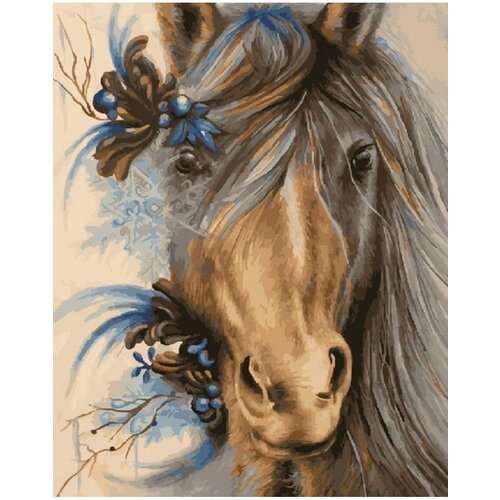 картина по номерам лошадь в цветах 8870 в 60x40 Картина по номерам Лошадь в цветах 40х50 см Art Hobby Home