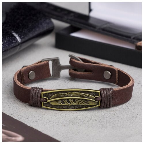 фото Браслет мужской "крыло", цвет коричневый с чернёном золотом, 21 см queen fair