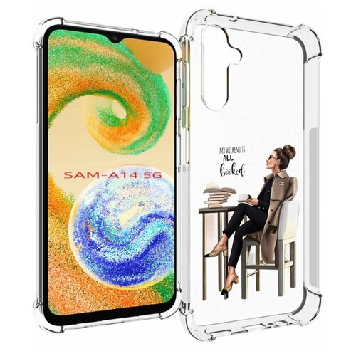Чехол MyPads Девушка-в-кофейне для Samsung Galaxy A14 4G/ 5G задняя-панель-накладка-бампер