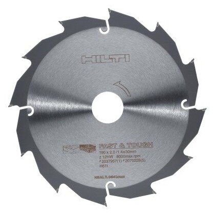 фото Диск циркулярной пилы SCB WU 190X2X14X30 ММ 12 зубов HILTI