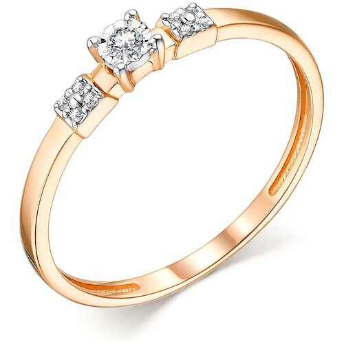 фото Алькор кольцо с 9 бриллиантами из красного золота 13797-100, размер 18