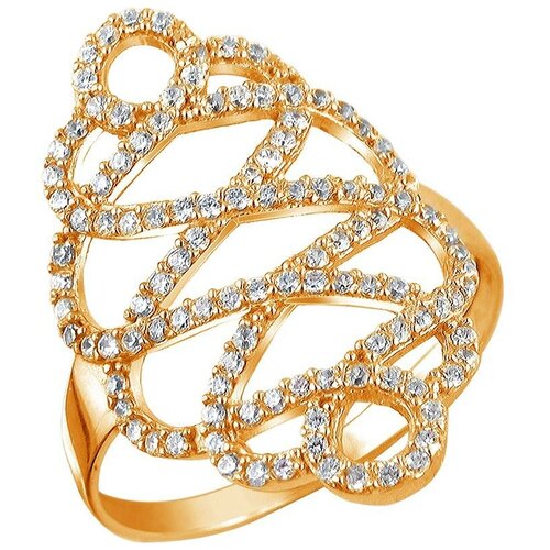 фото Эстет кольцо с 116 фианитами из серебра с позолотой 01к1511445а, размер 17.5