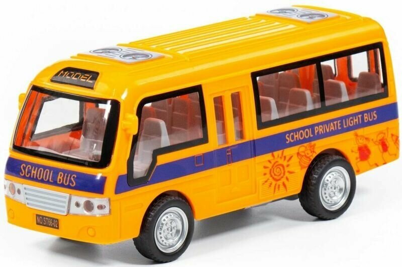 Автомобиль инерционный школьный автобус 18 см со светом и звуком Цвет Оранжевый полесье 78971