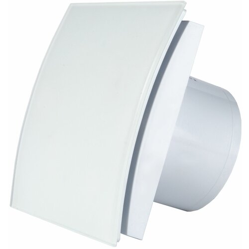 Вентилятор вытяжной для ванны MM-Р UE 100 сверхтихий, бесшумный, квадрат стекло, белый матовый, выгнутый, с обратным клапаном Mmotors