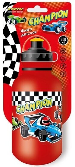 Фляга Trix Champion детская, 500 мл, защитная крышка, LDPE, красная