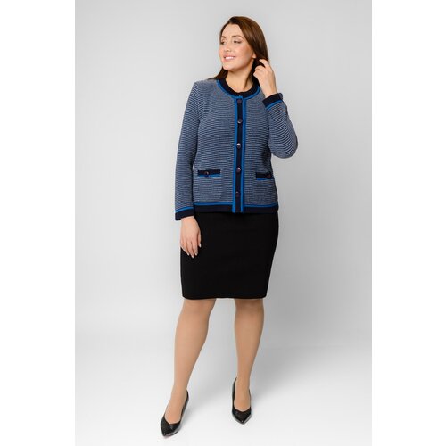 Пиджак Текстильная Мануфактура, размер 48, синий пиджак текстильная мануфактура средней длины силуэт полуприлегающий трикотажный размер 48 синий