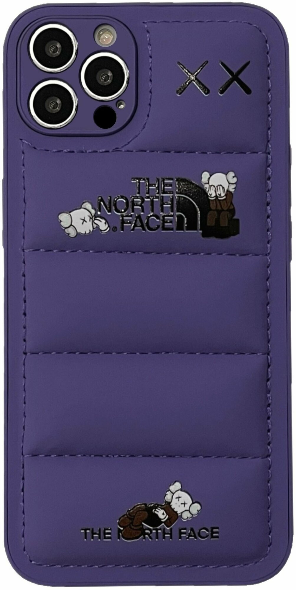 Чехол силиконовый дутый пуховик North Face iPhone 13 Pro фиолетовый