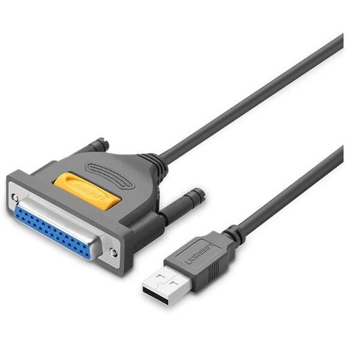 Кабель UGreen US167 USB-A - DB25, 2 м, 1 шт., серый 25pin db25 parallel male to male lpt printer db25 m m cable 1 5m computer cable printer connection extending cable 25pin 3m 5m